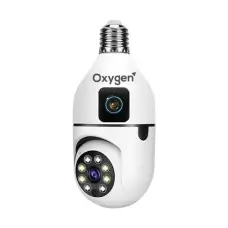 Oxygen Dual Lens 4mp Bulb Ptz Camera,Up To-128gb Supported,Apps V380 Oxygen Camera.